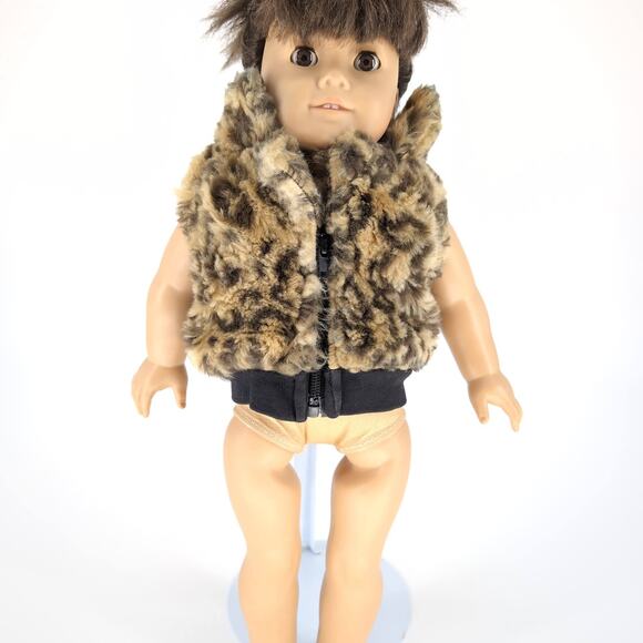 Unbranded Faux Fur Fuzzy Cheetah Vest / Sleeveless Winter Coat for 18" Dolls GUC - Picture 1 of 11
